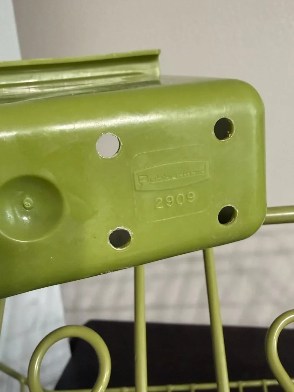 Vtg 1970s Rubbermaid Avocado Green Coated Dish Drainer Rack Silverware 2909 MCM